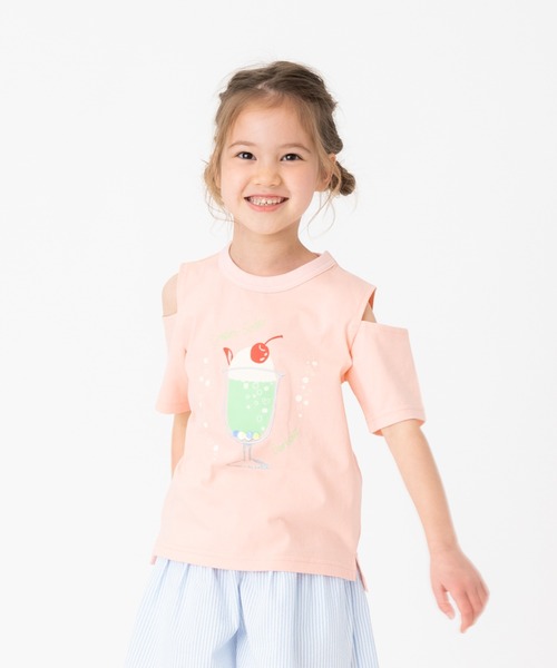 RUGGEDWORKS(ラゲッドワークス)の「肩スリットクリームソーダ半袖TEE(Tシャツ/カットソー・キッズ・ピンク/サックスブルー・100/130/110/90/120)」の2枚目の写真