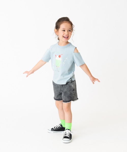 RUGGEDWORKS(ラゲッドワークス)の「肩スリットクリームソーダ半袖TEE(Tシャツ/カットソー・キッズ・ピンク/サックスブルー・100/130/110/90/120)」の5枚目の写真