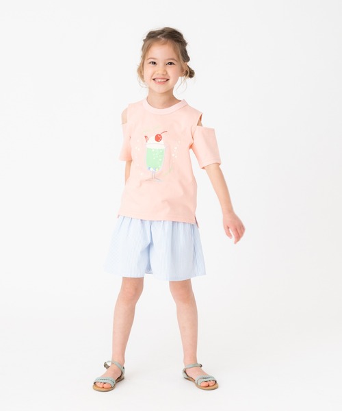 RUGGEDWORKS(ラゲッドワークス)の「肩スリットクリームソーダ半袖TEE(Tシャツ/カットソー・キッズ・ピンク/サックスブルー・100/130/110/90/120)」の3枚目の写真