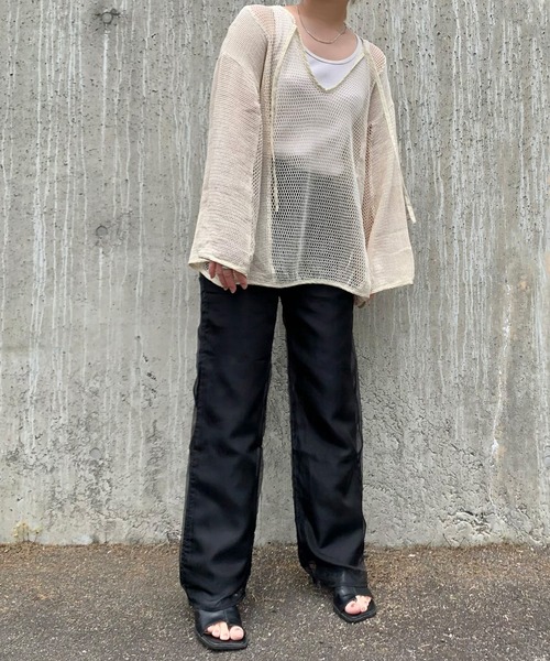 select MOCA by mi(セレクトモカバイミー)の「シースルーレイヤードパンツ(その他パンツ・レディース・ブラック/ベージュ/グリーン・SMALL/MEDIUM)」の4枚目の写真