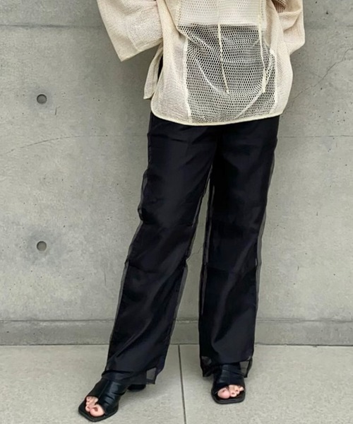 select MOCA by mi(セレクトモカバイミー)の「シースルーレイヤードパンツ(その他パンツ・レディース・ブラック/ベージュ/グリーン・SMALL/MEDIUM)」の7枚目の写真