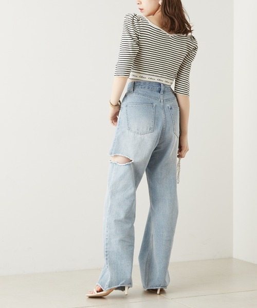 Chico(チコ)の「裾ロゴパワショルショート丈ニット(ニット/セーター・レディース・ホワイト/ピンク/ミント/ホワイト系その他2/ブラック/カーキ・FREE)」の9枚目の写真