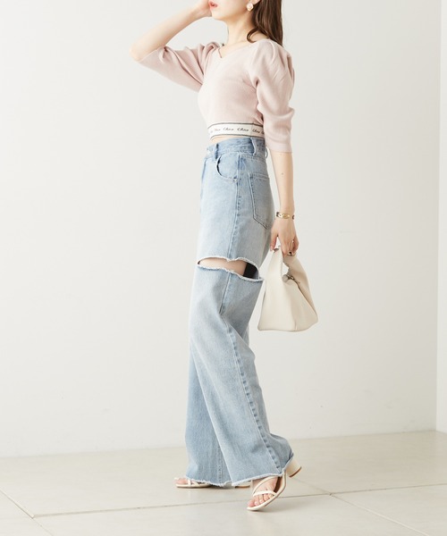 Chico(チコ)の「裾ロゴパワショルショート丈ニット(ニット/セーター・レディース・ホワイト/ピンク/ミント/ホワイト系その他2/ブラック/カーキ・FREE)」の14枚目の写真