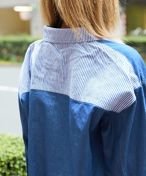 babyShoop（ベイビーシュープ）の「デニム切り替えシャツ（シャツ/ブラウス・レディース・ライトブルー/ブルー・FREE）」の17枚目の写真