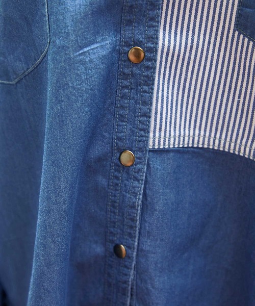 babyShoop（ベイビーシュープ）の「デニム切り替えシャツ（シャツ/ブラウス・レディース・ライトブルー/ブルー・FREE）」の12枚目の写真