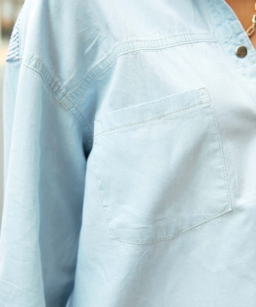 babyShoop（ベイビーシュープ）の「デニム切り替えシャツ（シャツ/ブラウス・レディース・ライトブルー/ブルー・FREE）」の13枚目の写真