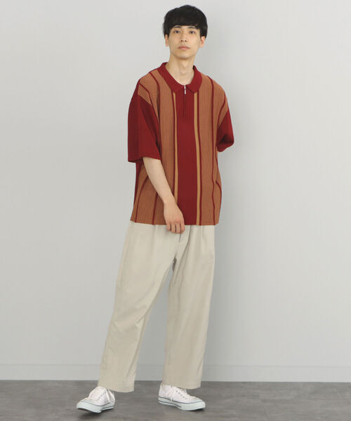 BEAMS HEART（ビームスハート）の「BEAMS HEART / ジップ ストライプ ポロシャツ（ポロシャツ・メンズ・ネイビー/バーガンディー・SMALL/LARGE/MEDIUM）」の13枚目の写真