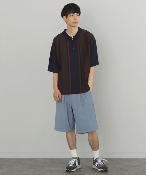 BEAMS HEART（ビームスハート）の「BEAMS HEART / ジップ ストライプ ポロシャツ（ポロシャツ・メンズ・ネイビー/バーガンディー・SMALL/LARGE/MEDIUM）」の14枚目の写真