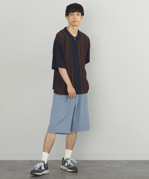 BEAMS HEART（ビームスハート）の「BEAMS HEART / ジップ ストライプ ポロシャツ（ポロシャツ・メンズ・ネイビー/バーガンディー・SMALL/LARGE/MEDIUM）」の12枚目の写真