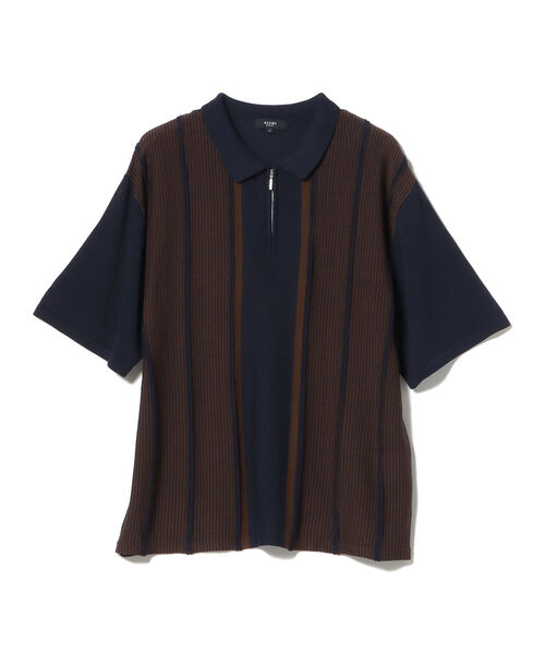 BEAMS HEART（ビームスハート）の「BEAMS HEART / ジップ ストライプ ポロシャツ（ポロシャツ・メンズ・ネイビー/バーガンディー・SMALL/LARGE/MEDIUM）」の18枚目の写真