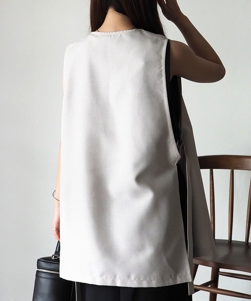 Riberry（リベリー）の「ダブルノーカラージレ/ベスト（ベスト・レディース・ブラック/ベージュ系・FREE）」の7枚目の写真