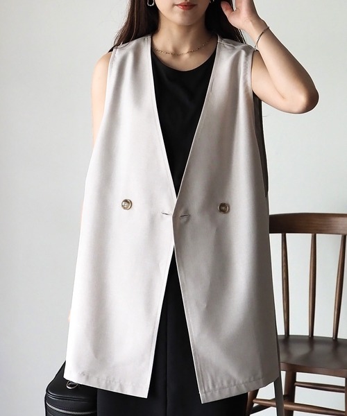 Riberry（リベリー）の「ダブルノーカラージレ/ベスト（ベスト・レディース・ブラック/ベージュ系・FREE）」の10枚目の写真