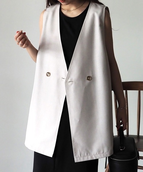 Riberry（リベリー）の「ダブルノーカラージレ/ベスト（ベスト・レディース・ブラック/ベージュ系・FREE）」の9枚目の写真