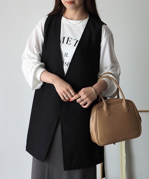 ベスト ジレ ノーカラーダブルブレストベスト レディース Demi-Luxe BEAMS ベスト ジレ 「セレモニー・フォーマル」ノー