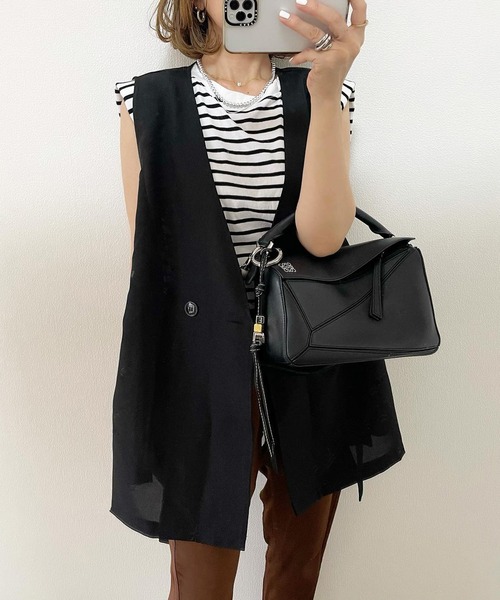 Riberry（リベリー）の「ダブルノーカラージレ/ベスト（ベスト・レディース・ブラック/ベージュ系・FREE）」の15枚目の写真