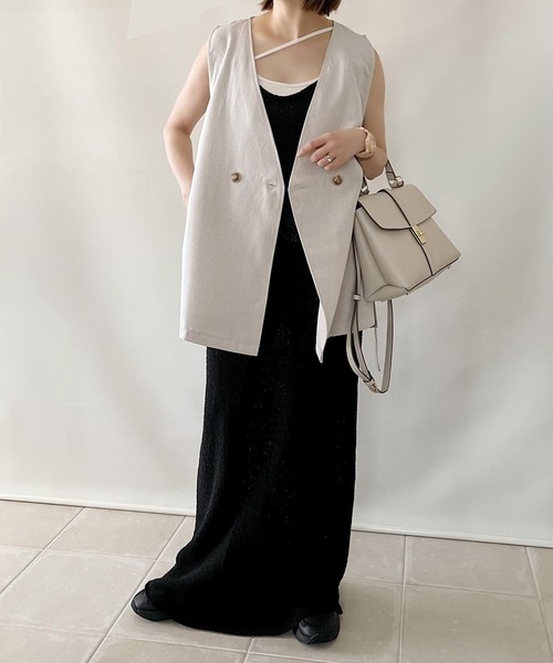 Riberry（リベリー）の「ダブルノーカラージレ/ベスト（ベスト・レディース・ブラック/ベージュ系・FREE）」の17枚目の写真