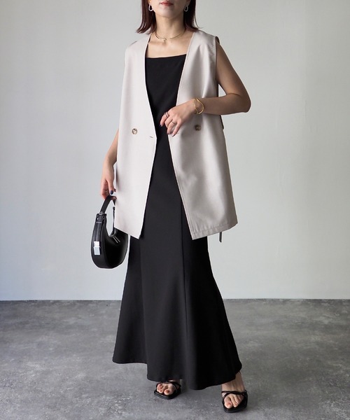 Riberry（リベリー）の「ダブルノーカラージレ/ベスト（ベスト・レディース・ブラック/ベージュ系・FREE）」の21枚目の写真