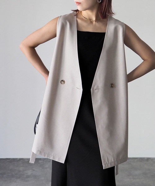 Riberry（リベリー）の「ダブルノーカラージレ/ベスト（ベスト・レディース・ブラック/ベージュ系・FREE）」の19枚目の写真