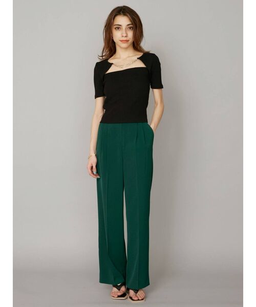 EVRIS（エヴリス）の「チェーンモチーフリブTOPS（Tシャツ/カットソー・レディース・ブラック/アイボリー・FREE）」の6枚目の写真