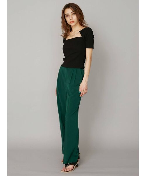 EVRIS（エヴリス）の「チェーンモチーフリブTOPS（Tシャツ/カットソー・レディース・ブラック/アイボリー・FREE）」の7枚目の写真