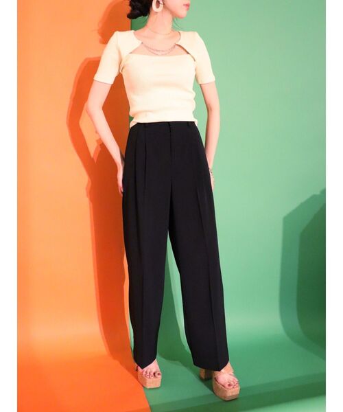 EVRIS（エヴリス）の「チェーンモチーフリブTOPS（Tシャツ/カットソー・レディース・ブラック/アイボリー・FREE）」の13枚目の写真