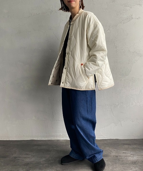 UNIVERSAL OVERALL（ユニバーサルオーバーオール）の「【mina 11月号掲載】[UNIVERSAL OVERALL/ユニバーサルオーバーオール] 別注 Aラインキルティングライナージャケット（ミリタリージャケット・レディース・ブラック/オフホワイト/オリーブ・S/M）」の11枚目の写真