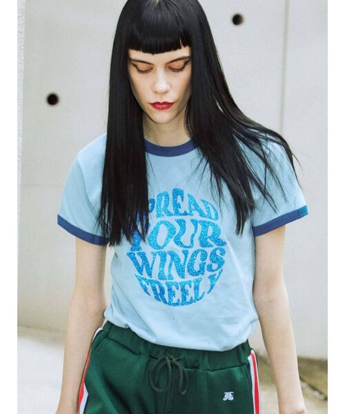 jouetie（ジュエティ）の「バタフライトリム Tシャツ（Tシャツ/カットソー・レディース・オフホワイト/ブラック/ブルー・MEDIUM）」の3枚目の写真