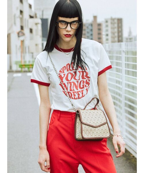 jouetie（ジュエティ）の「バタフライトリム Tシャツ（Tシャツ/カットソー・レディース・オフホワイト/ブラック/ブルー・MEDIUM）」の4枚目の写真