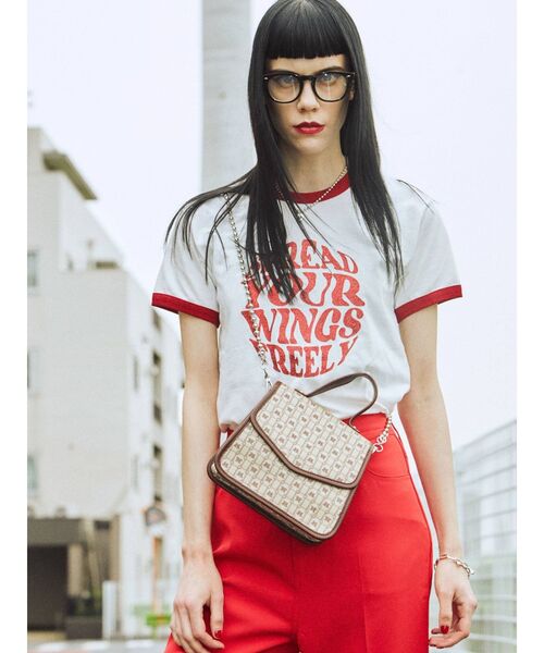 jouetie（ジュエティ）の「バタフライトリム Tシャツ（Tシャツ/カットソー・レディース・オフホワイト/ブラック/ブルー・MEDIUM）」の6枚目の写真