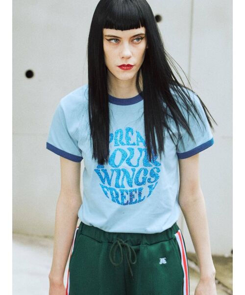 jouetie（ジュエティ）の「バタフライトリム Tシャツ（Tシャツ/カットソー・レディース・オフホワイト/ブラック/ブルー・MEDIUM）」の12枚目の写真