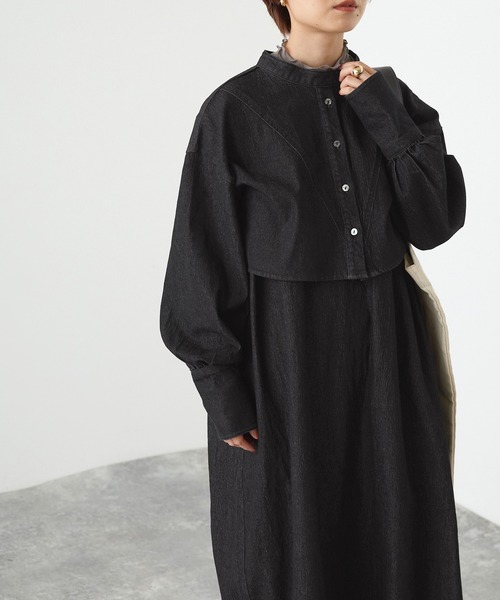 forksy.(フォルクシー)の「【forksy.】デニムマルチウェイアンサンブルワンピース/クロップド長袖ボリューム袖シャツ&ノースリーブワンピース(ワンピース・レディース・ブラック/ネイビー/オフホワイト・FREE)」の9枚目の写真