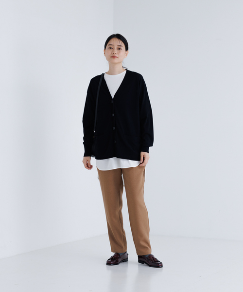 collex（コレックス）の「Vネックストレッチカーディガン（カーディガン/ボレロ・レディース・ブラック/ベージュ・フリー）」の3枚目の写真