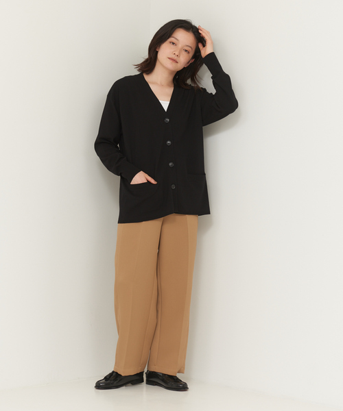 collex（コレックス）の「Vネックストレッチカーディガン（カーディガン/ボレロ・レディース・ブラック/ベージュ・フリー）」の11枚目の写真