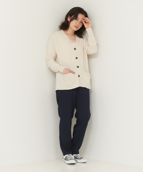 collex（コレックス）の「Vネックストレッチカーディガン（カーディガン/ボレロ・レディース・ブラック/ベージュ・フリー）」の14枚目の写真