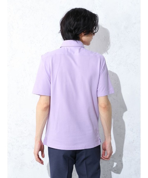 Perfect Suit FActory（パーフェクトスーツファクトリー）の「BIZポロシャツ　カッタウェイ　ラベンダー/ホワイト/サックス/ブルー/ネイビー（ポロシャツ・メンズ・ブルー/サックスブルー/ネイビー/パープル/ホワイト・S/M/L/LL）」の12枚目の写真