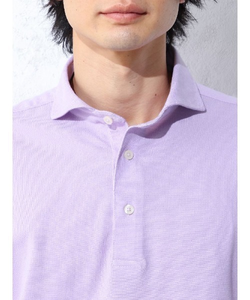 Perfect Suit FActory（パーフェクトスーツファクトリー）の「BIZポロシャツ　カッタウェイ　ラベンダー/ホワイト/サックス/ブルー/ネイビー（ポロシャツ・メンズ・ブルー/サックスブルー/ネイビー/パープル/ホワイト・S/M/L/LL）」の14枚目の写真
