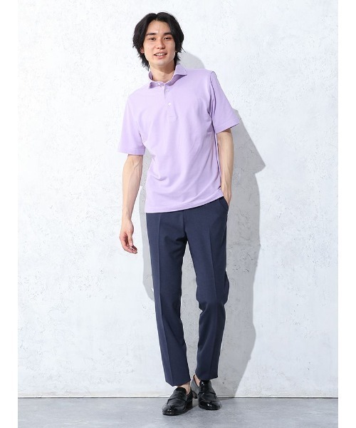 Perfect Suit FActory（パーフェクトスーツファクトリー）の「BIZポロシャツ　カッタウェイ　ラベンダー/ホワイト/サックス/ブルー/ネイビー（ポロシャツ・メンズ・ブルー/サックスブルー/ネイビー/パープル/ホワイト・S/M/L/LL）」の17枚目の写真