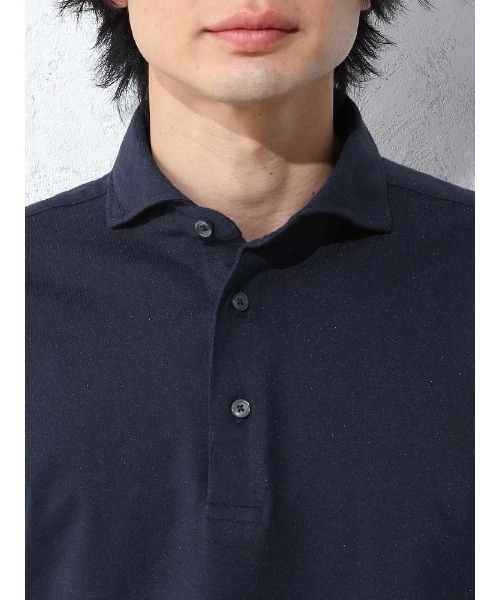 Perfect Suit FActory（パーフェクトスーツファクトリー）の「BIZポロシャツ　カッタウェイ　ラベンダー/ホワイト/サックス/ブルー/ネイビー（ポロシャツ・メンズ・ブルー/サックスブルー/ネイビー/パープル/ホワイト・S/M/L/LL）」の6枚目の写真