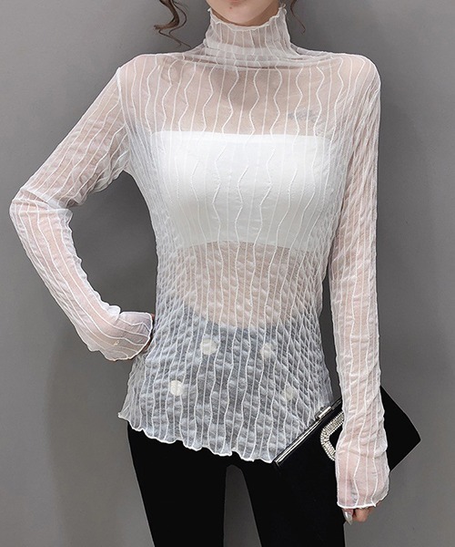 Chaco closet（チャコ クローゼット）の「ウエーブラインシアスシアープルオーバー（Tシャツ/カットソー・レディース・ホワイト/ブラック/グレー/アイボリー・FREE）」の8枚目の写真