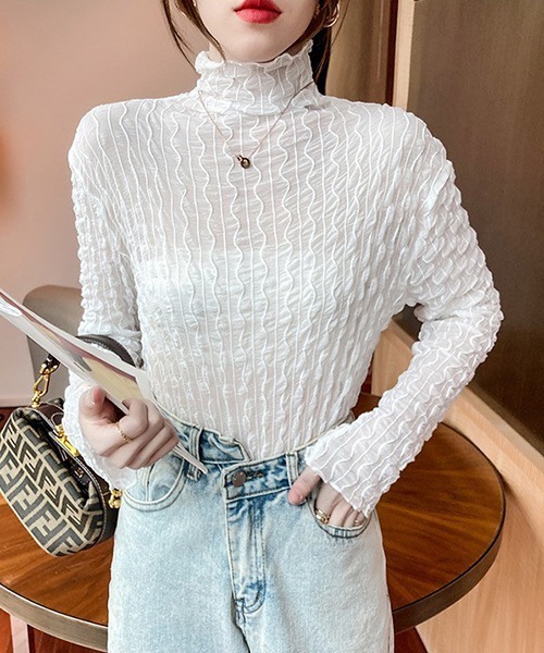 Chaco closet（チャコ クローゼット）の「ウエーブラインシアスシアープルオーバー（Tシャツ/カットソー・レディース・ホワイト/ブラック/グレー/アイボリー・FREE）」の11枚目の写真