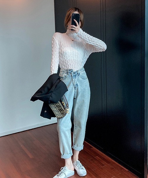 Chaco closet（チャコ クローゼット）の「ウエーブラインシアスシアープルオーバー（Tシャツ/カットソー・レディース・ホワイト/ブラック/グレー/アイボリー・FREE）」の12枚目の写真