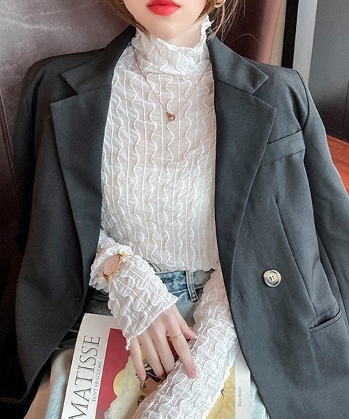 Chaco closet（チャコ クローゼット）の「ウエーブラインシアスシアープルオーバー（Tシャツ/カットソー・レディース・ホワイト/ブラック/グレー/アイボリー・FREE）」の10枚目の写真