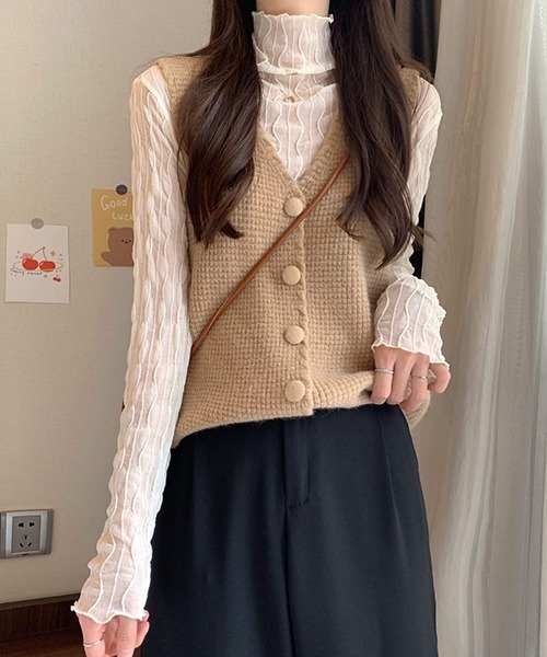 Chaco closet（チャコ クローゼット）の「ウエーブラインシアスシアープルオーバー（Tシャツ/カットソー・レディース・ホワイト/ブラック/グレー/アイボリー・FREE）」の15枚目の写真