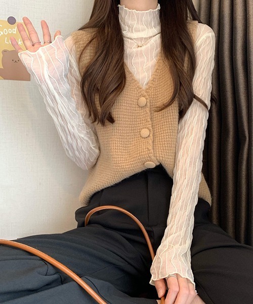 Chaco closet（チャコ クローゼット）の「ウエーブラインシアスシアープルオーバー（Tシャツ/カットソー・レディース・ホワイト/ブラック/グレー/アイボリー・FREE）」の14枚目の写真