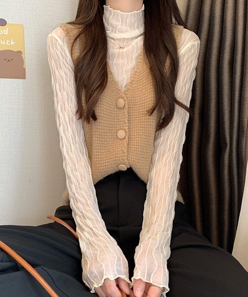 Chaco closet（チャコ クローゼット）の「ウエーブラインシアスシアープルオーバー（Tシャツ/カットソー・レディース・ホワイト/ブラック/グレー/アイボリー・FREE）」の16枚目の写真