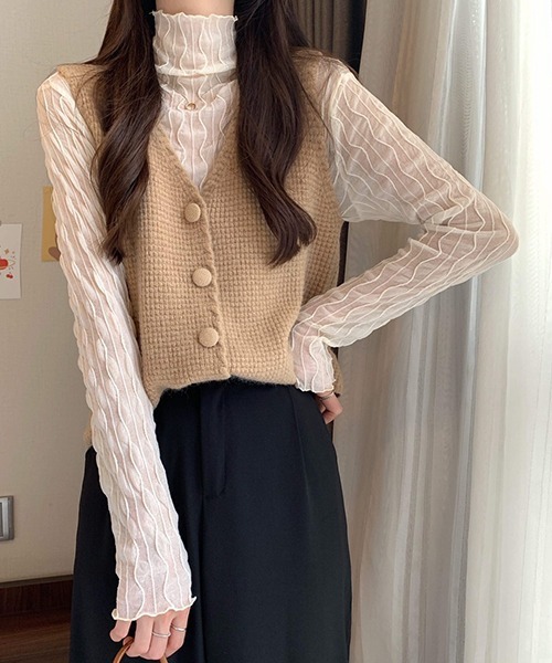 Chaco closet（チャコ クローゼット）の「ウエーブラインシアスシアープルオーバー（Tシャツ/カットソー・レディース・ホワイト/ブラック/グレー/アイボリー・FREE）」の17枚目の写真