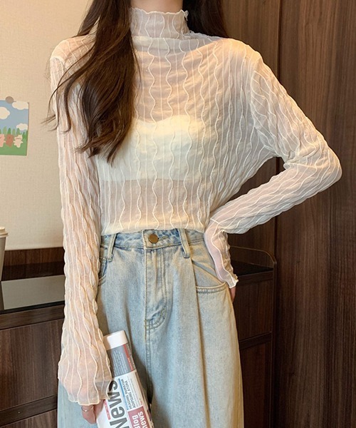 Chaco closet（チャコ クローゼット）の「ウエーブラインシアスシアープルオーバー（Tシャツ/カットソー・レディース・ホワイト/ブラック/グレー/アイボリー・FREE）」の20枚目の写真