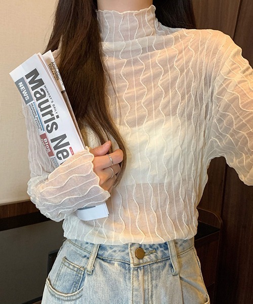 Chaco closet（チャコ クローゼット）の「ウエーブラインシアスシアープルオーバー（Tシャツ/カットソー・レディース・ホワイト/ブラック/グレー/アイボリー・FREE）」の19枚目の写真