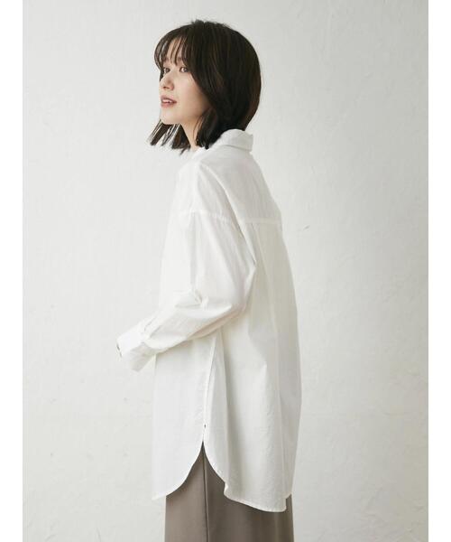 Green　Parks（グリーンパークス）の「高密度 衿付きシャツ（シャツ/ブラウス・レディース・サックスブルー/キャメル/オフホワイト・FREE）」の5枚目の写真