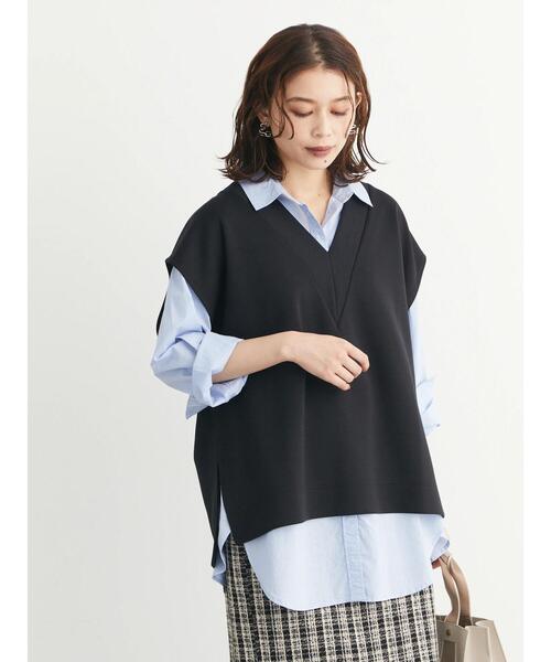 Green　Parks（グリーンパークス）の「高密度 衿付きシャツ（シャツ/ブラウス・レディース・サックスブルー/キャメル/オフホワイト・FREE）」の7枚目の写真